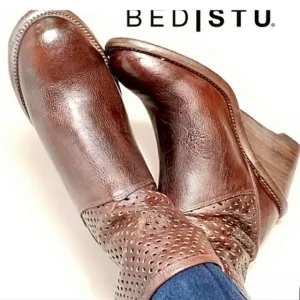 Bed Stu Ducchess Perforated Brown Ankle Boots Sz 8.5