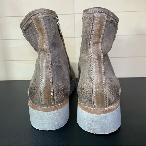 BedStu Cobbler Boots Taupe Leather Women's Size 9 Shoes Zip Ankle Booties
