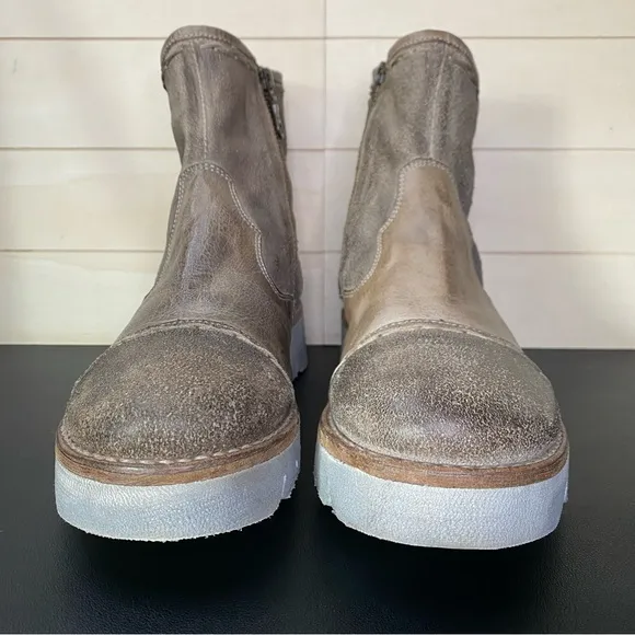 BedStu Cobbler Boots Taupe Leather Women's Size 9 Shoes Zip Ankle Booties