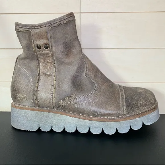BedStu Cobbler Boots Taupe Leather Women's Size 9 Shoes Zip Ankle Booties