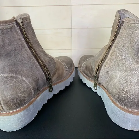 BedStu Cobbler Boots Taupe Leather Women's Size 9 Shoes Zip Ankle Booties