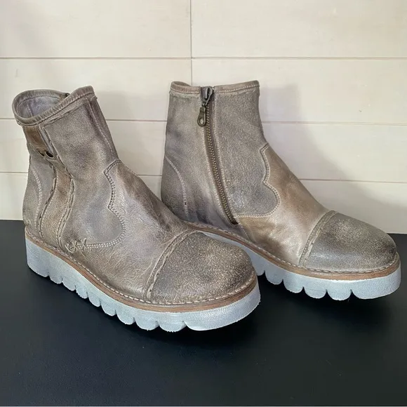 BedStu Cobbler Boots Taupe Leather Women's Size 9 Shoes Zip Ankle Booties