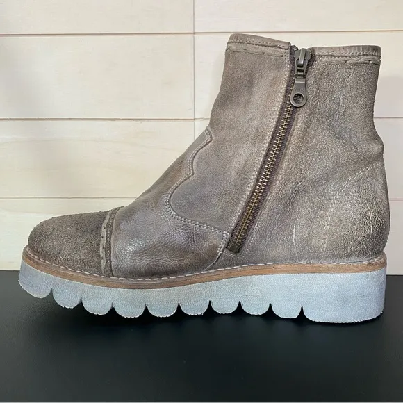 BedStu Cobbler Boots Taupe Leather Women's Size 9 Shoes Zip Ankle Booties