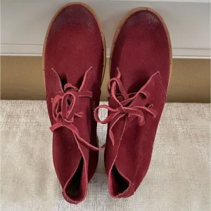 Beek Two Birds Bunting Chukka Booties Boots Handmade Burgundy Sz 7.5 EUC!