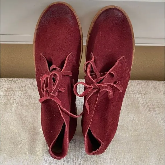 Beek Two Birds Bunting Chukka Booties Boots Handmade Burgundy Sz 7.5 EUC!