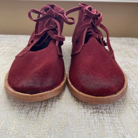 Beek Two Birds Bunting Chukka Booties Boots Handmade Burgundy Sz 7.5 EUC!