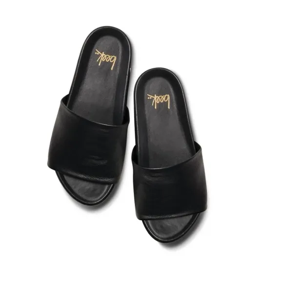 BEEKLeather Albatross Stripe Sandals in Black