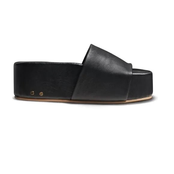 BEEKLeather Albatross Stripe Sandals in Black