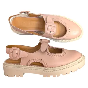Beklina Mara Maria Womens 9 Tan Leather Buckle Mary Jane Comfort Walking Sandals