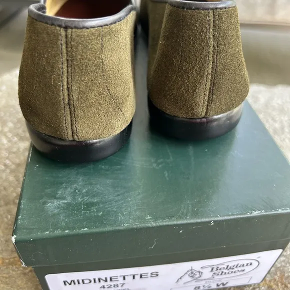 Belgian Shoes Lizard Calf Midinette Oliver Green Loafers 8.5