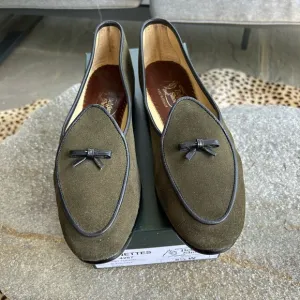 Belgian Shoes Lizard Calf Midinette Oliver Green Loafers 8.5