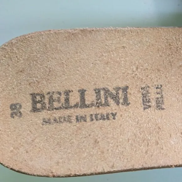 Bellini Made In Italy Denim Blue Leather Slides Size 38
