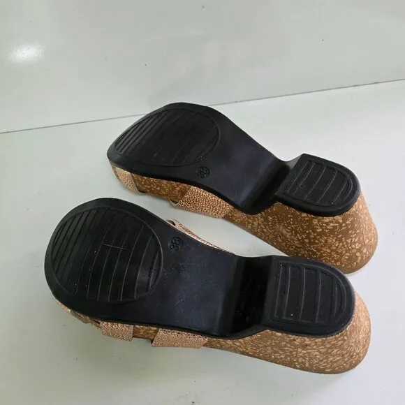 Bellini Made In Italy Rose Gold Leather Slides Size 38