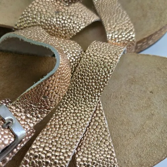 Bellini Made In Italy Rose Gold Leather Slides Size 38