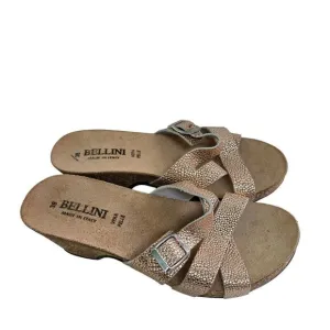 Bellini Made In Italy Rose Gold Leather Slides Size 38