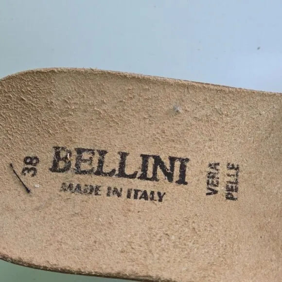 Bellini Made In Italy Rose Gold Leather Slides Size 38