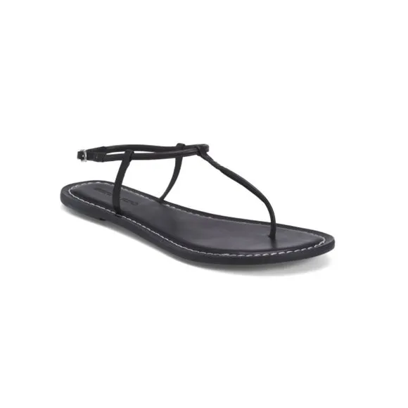 BERNARDO Black Made In Brazil Leather Lily Thong Sandals