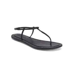 BERNARDO Black Made In Brazil Leather Lily Thong Sandals