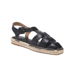 BERNARDO Black Made In Brazil Leather Monri Fisherman Espadrille Sandals