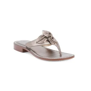 BERNARDO Pewter Made In Brazil Leather Taormina Thong Sandals