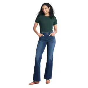Betabrand Size 28 M 4 Pocket Mid Rise Fitted Boot Cut Yoga Pull On Denim