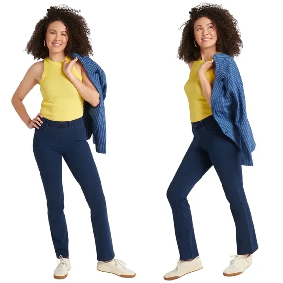Betabrand | Straight Leg 4 Pocket Yoga Denim Indigo Blue Size XL