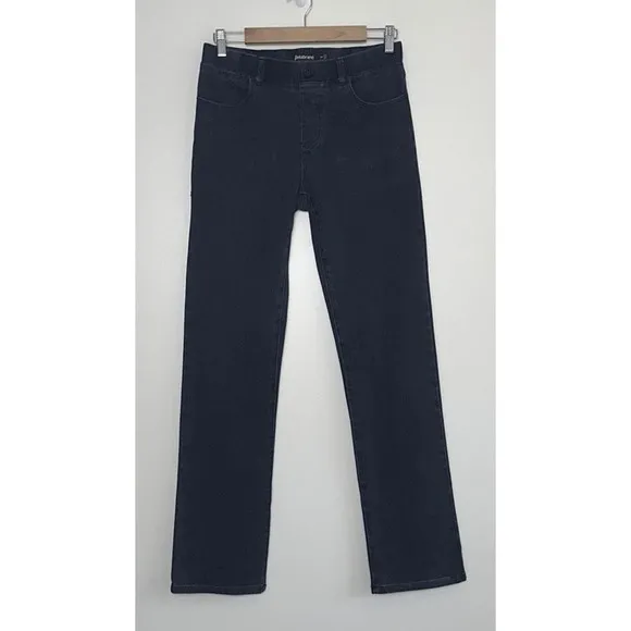 Betabrand Straight-Leg 4-Pocket Yoga Denim Jeans in Dark Indigo