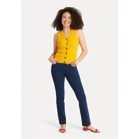 Betabrand Straight-Leg 4-Pocket Yoga Denim Jeans in Dark Indigo