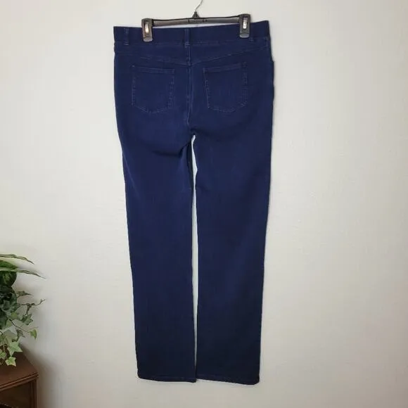 BETABRAND Straight Leg 4 Pocket Yoga Denim Pull On Jeans Large