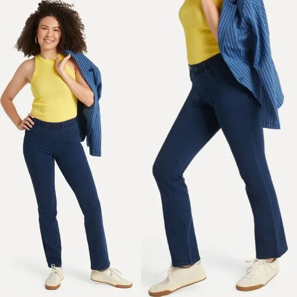 BETABRAND Straight Leg 4 Pocket Yoga Denim Pull On Jeans Large