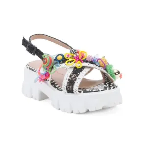 BETSEY JOHNSON Black Multi Grayson Platform Sandals