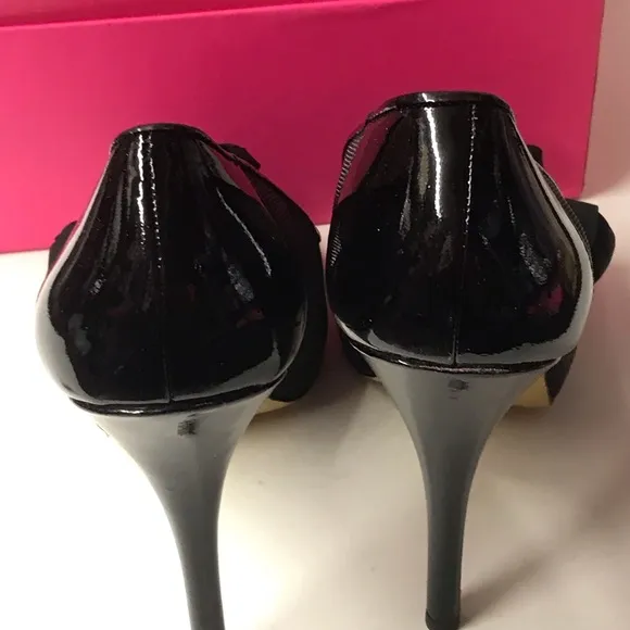 Betsey Johnson fishnet rose crystal heels pumps sexy goth punk prom vintage 10