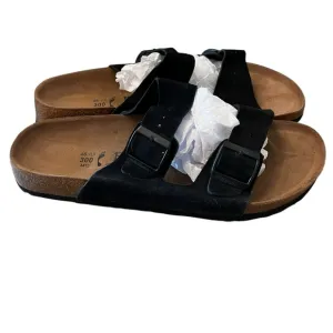 Betula Sandals Mens 11 Black Suede Slides Adjustable Straps Cork Footbed Slip On