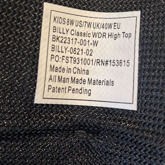 Billy Black To the Floor Fabric Upper Lace and Zip Closure Sneakers Sz 7 Kids 8
