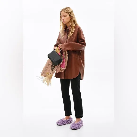 Bimba Y Lola Purple lilac Faux fur flats