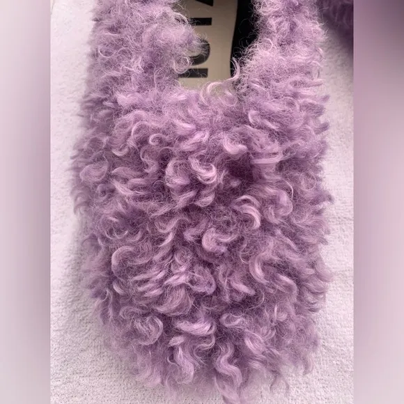 Bimba Y Lola Purple lilac Faux fur flats