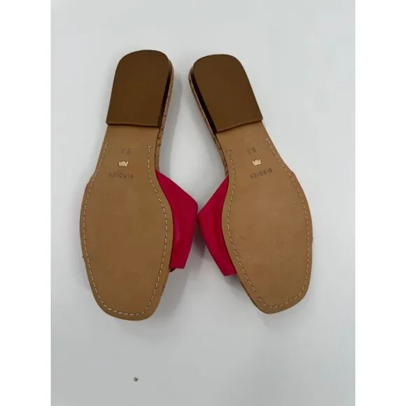 Birdies The Kiwi Ultra Pink Suede &amp; Cork Slide Sandals With Large Buckle Size 8.