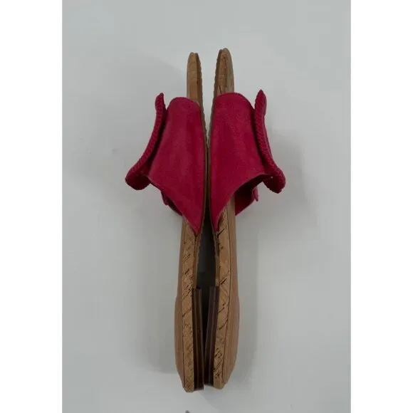 Birdies The Kiwi Ultra Pink Suede &amp; Cork Slide Sandals With Large Buckle Size 8.