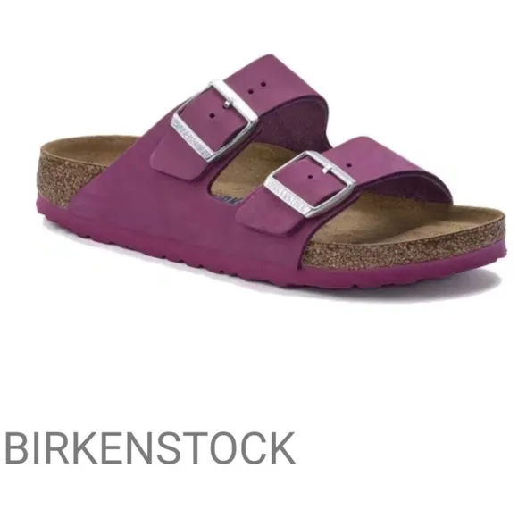 Birkenstock Arizona Genuine Leather Nubuck Sandal Slides Fuschia Pink Sz 11 / 42