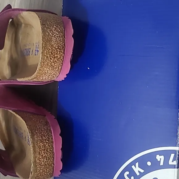 Birkenstock Arizona Genuine Leather Nubuck Sandal Slides Fuschia Pink Sz 11 / 42