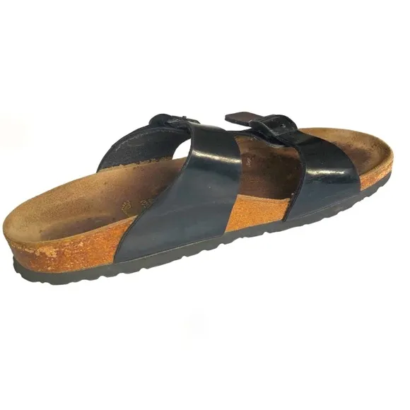 Birkenstock Arizona Papillio Black Patent Birko Flor Sandals Slides Women’s 38
