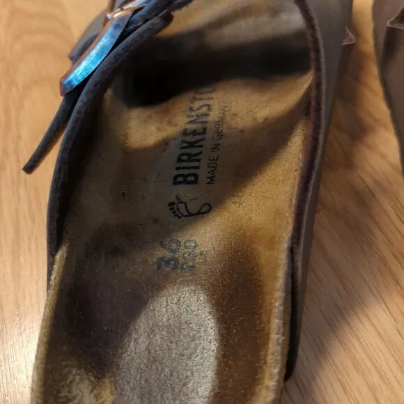 Birkenstock Arizona Slide Sandals Womens 36 US 5.5 Brown Buckle Summer Festival