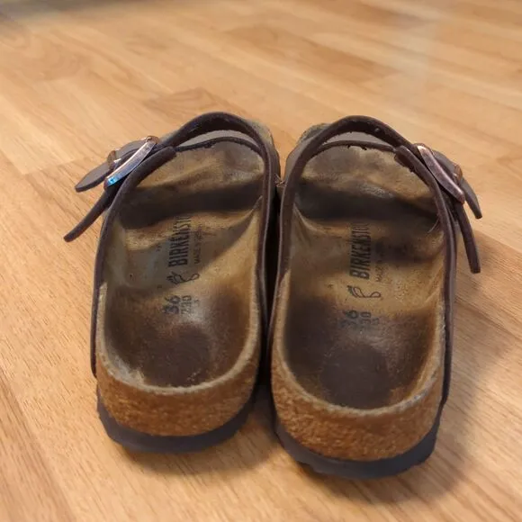 Birkenstock Arizona Slide Sandals Womens 36 US 5.5 Brown Buckle Summer Festival