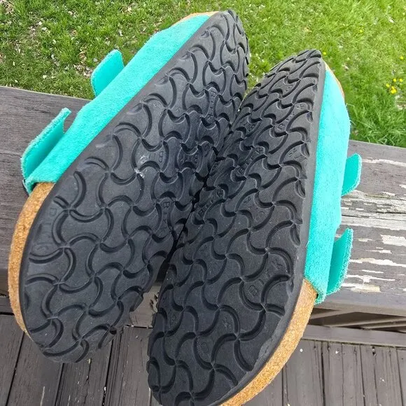 Birkenstock Arizona Womens Turquoise Suede Sandals 37 Soft Footbed 240 Narrow?