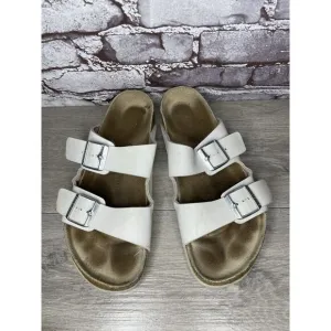 Birkenstock Arizona White Leather Strap Cork Slides Sandals Men’s Sz 44EU/11M US