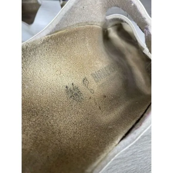 Birkenstock Arizona White Leather Strap Cork Slides Sandals Men’s Sz 44EU/11M US