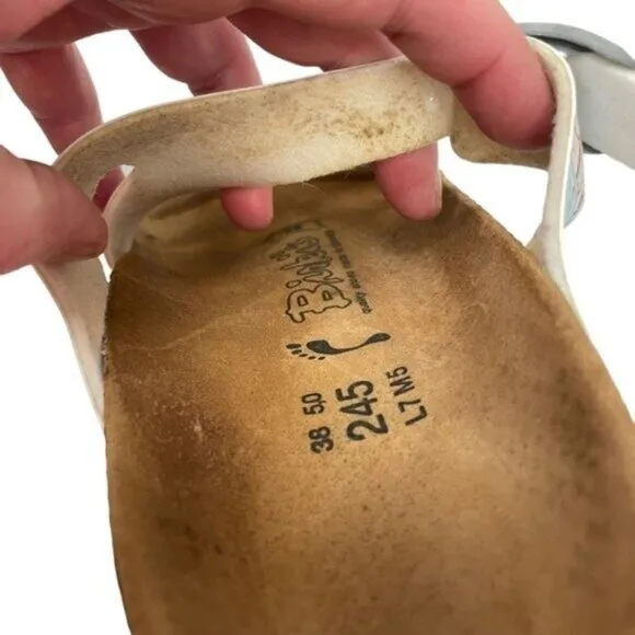 Birkenstock Birkis Anchor Print Sandals Slides Size 38 Women 7 Men 5