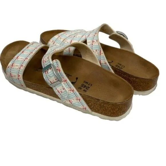Birkenstock Birkis Anchor Print Sandals Slides Size 38 Women 7 Men 5