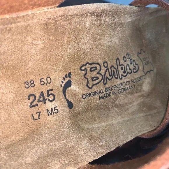 Birkenstock Birkis Women’s 7 Mens 5 Sandals Tan Calais 250 Woven Leather Buckle