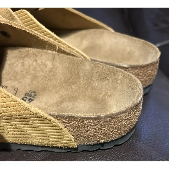 Birkenstock Boston Clogs Men's Corduroy Cork Brown Suede Sandals 45/ US 12-12.5
